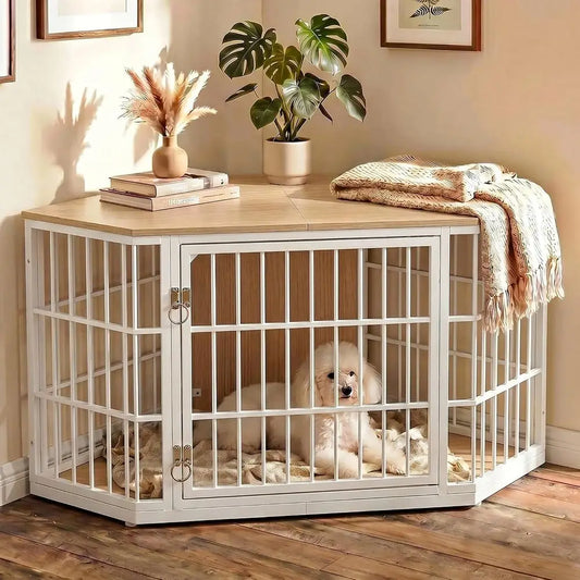 Indoor Wooden Dog Crate Furniture With Secure Kennel Design