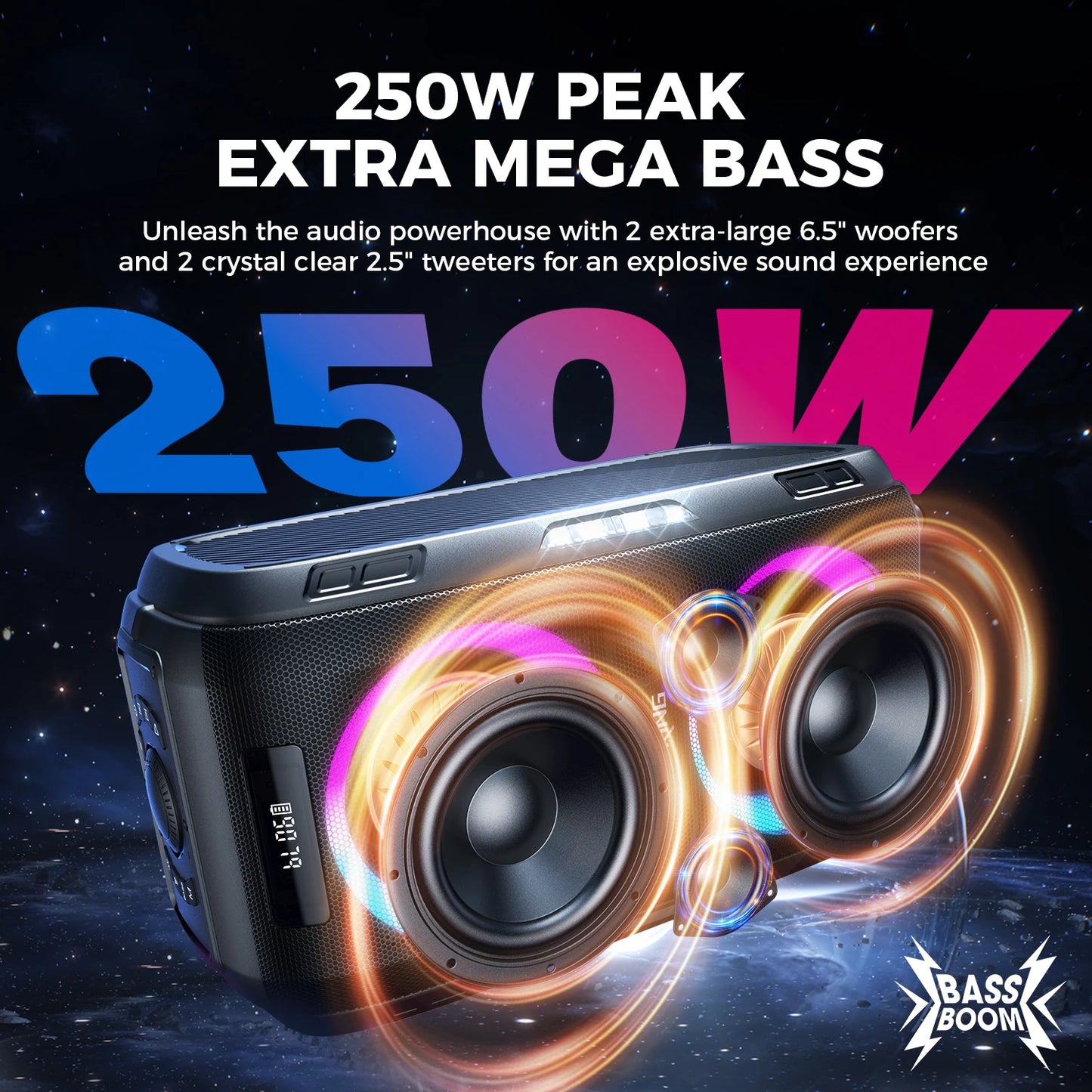 W-King Portable Bluetooth Speaker Wireless Deep Bass Battery