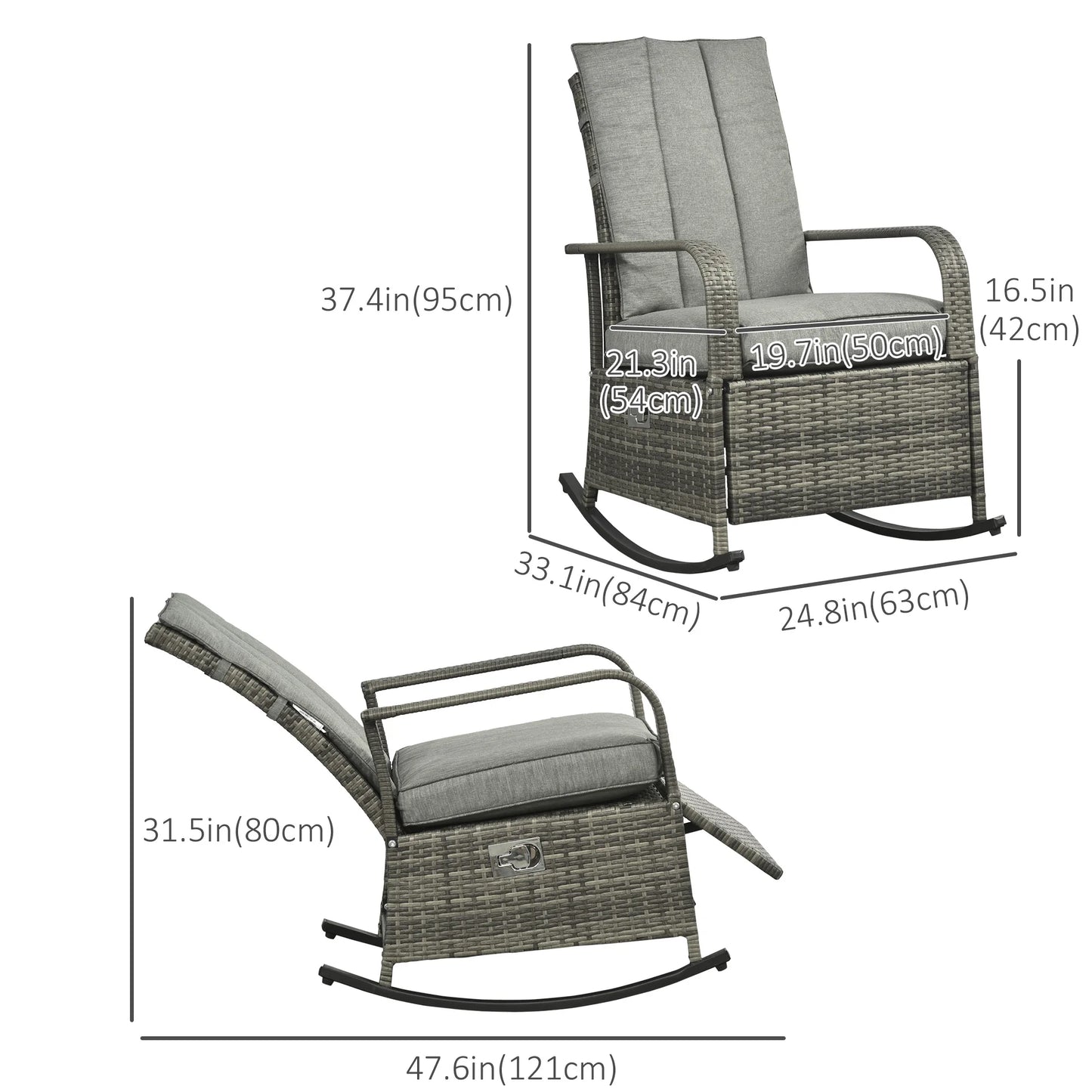 Outsunn Adjustable Wicker Sun Lounger Outdoor Recliner Chair