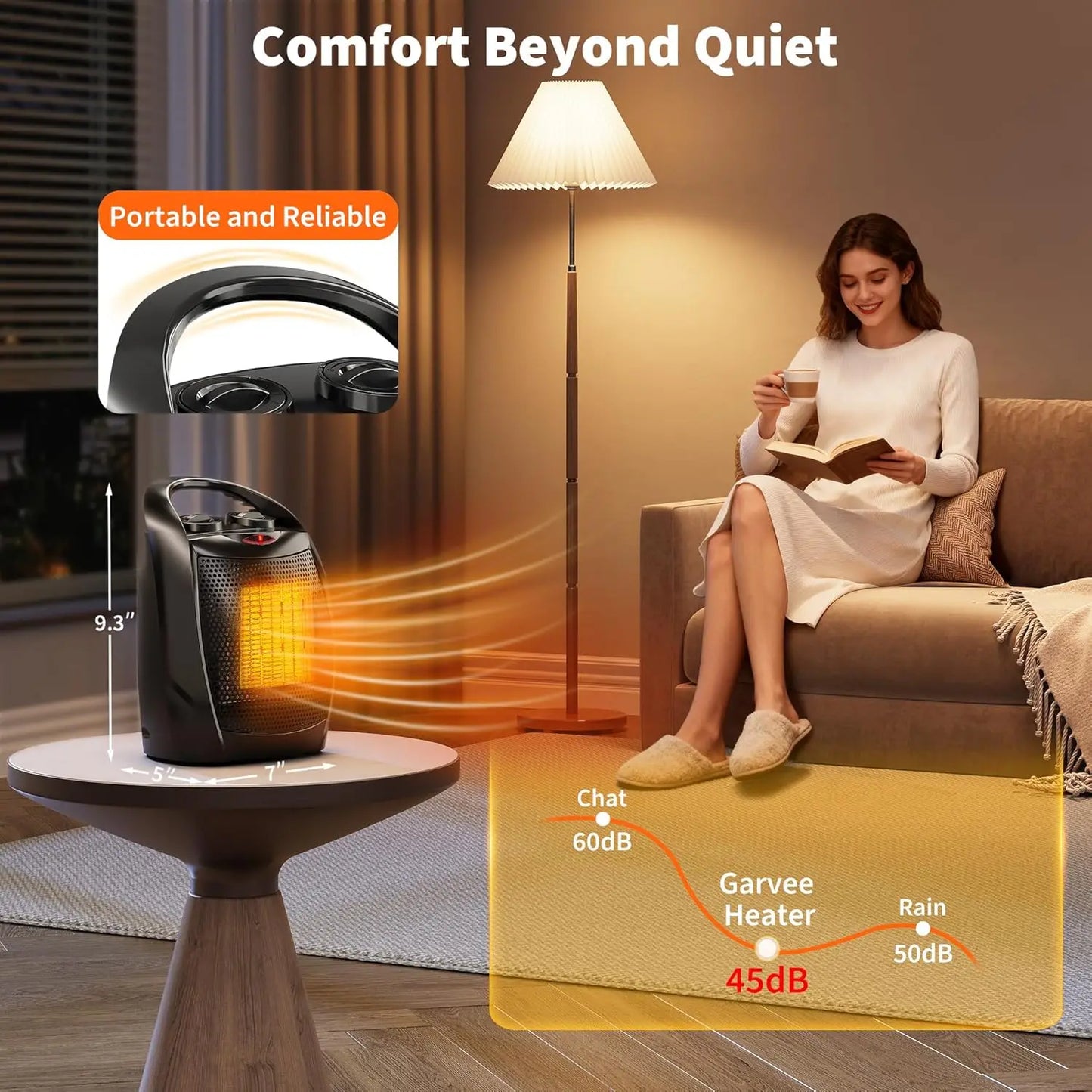 Acekool 1500W Small Space Heater For Desk With Thermostat