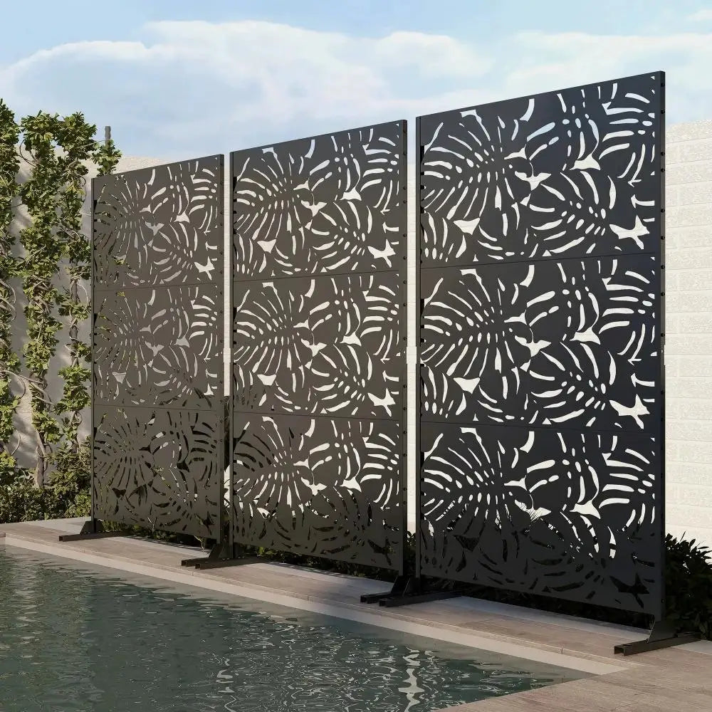 Custom Laser Cut Aluminum Garden Privacy Fence Panel With Trellis Design