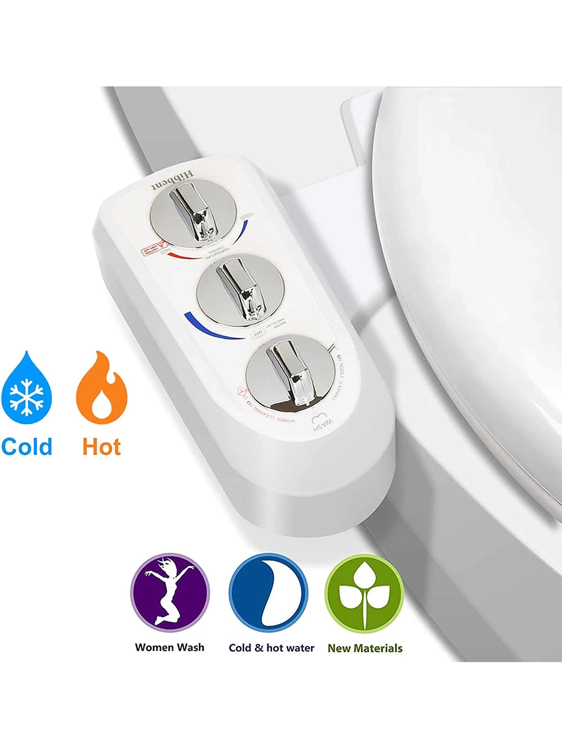 Hibbent Toilet Seat Bidet With Dual Nozzles Self Cleaning