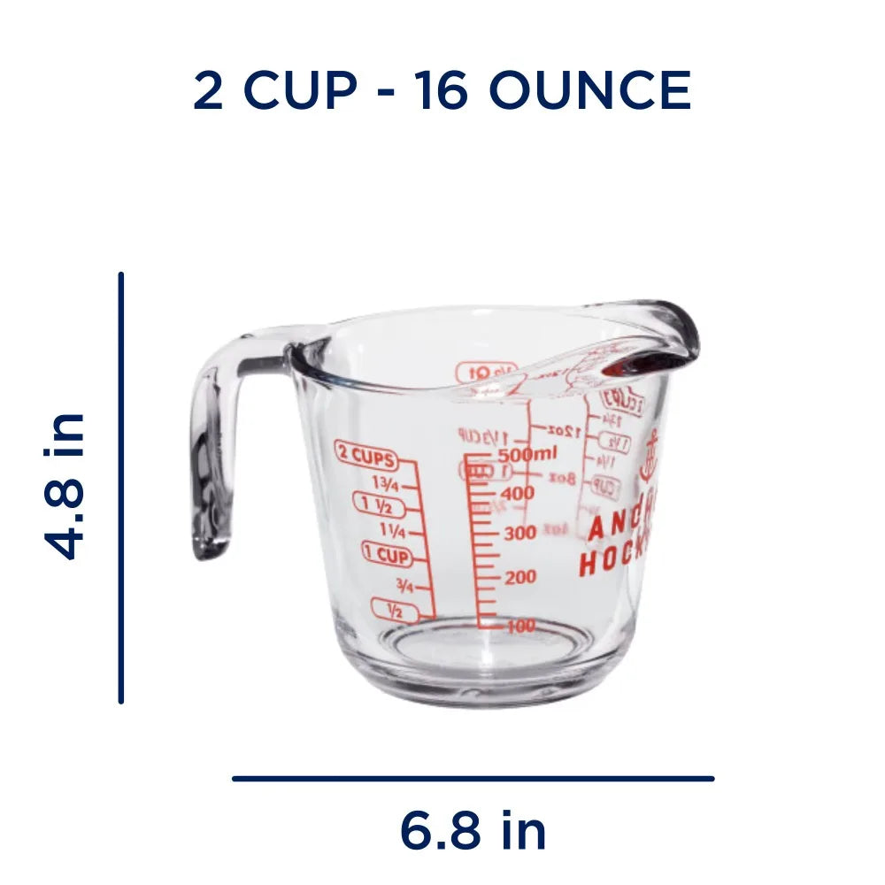 Glass Measuring Cup With Spout And Handle For Kitchen Baking