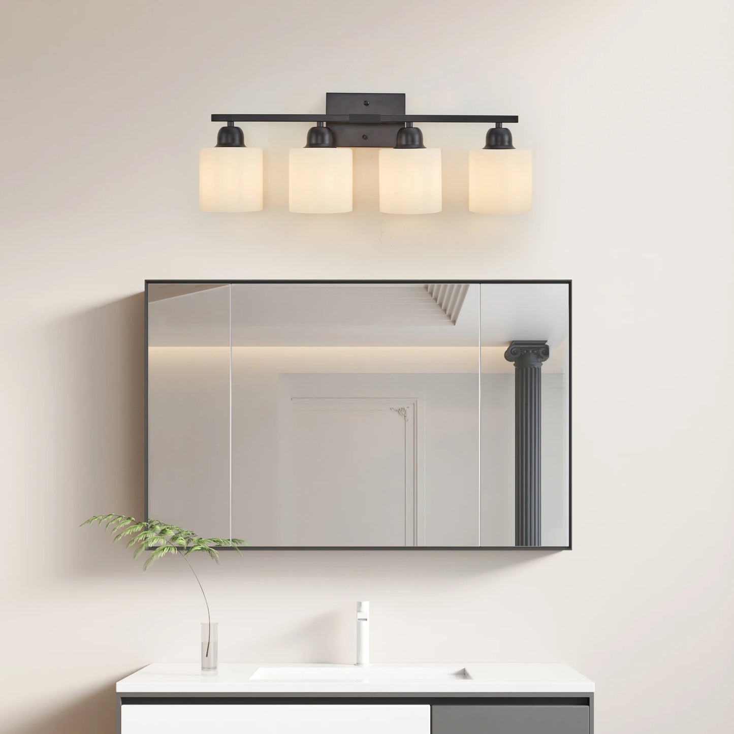 ARLGSITE Four-Light Vanity Light Fixture With Frosted Glass Shade