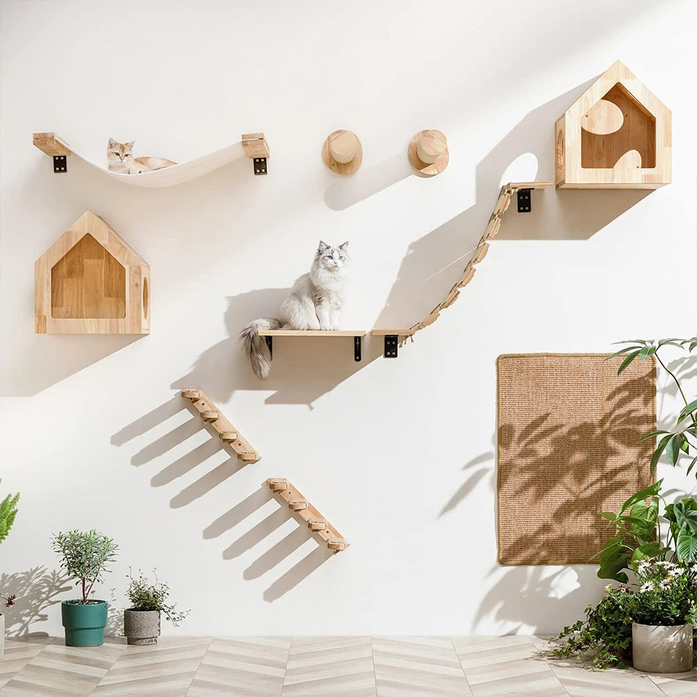 Petravel Cat Wall Shelf Climbing Tower With Sisal Scratching Post