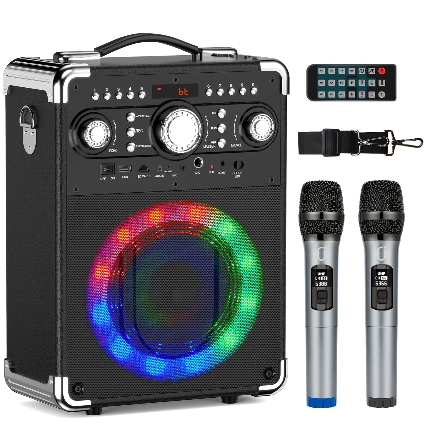 FanFun Portable Bluetooth Karaoke Speaker With Three Microphones