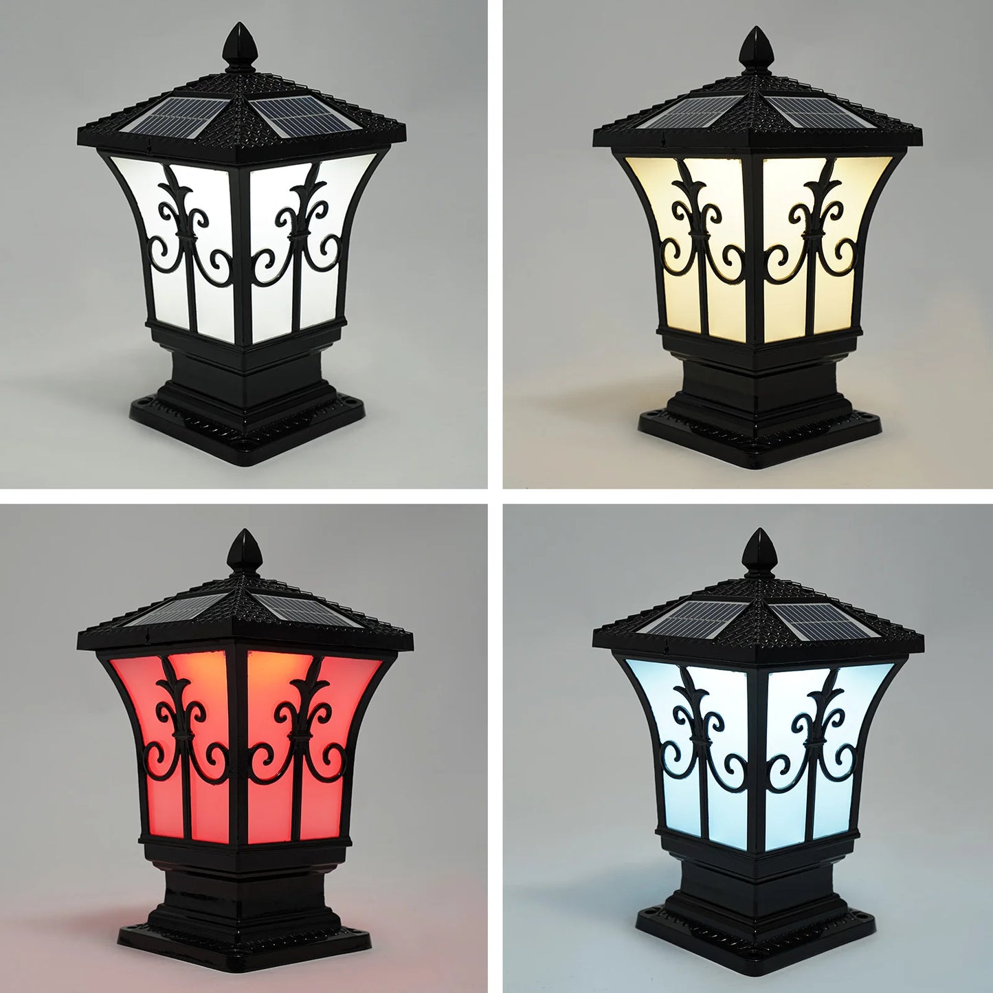 Bymaocar Outdoor Solar Post Light 85-265V Modern Garden Pillar Remote