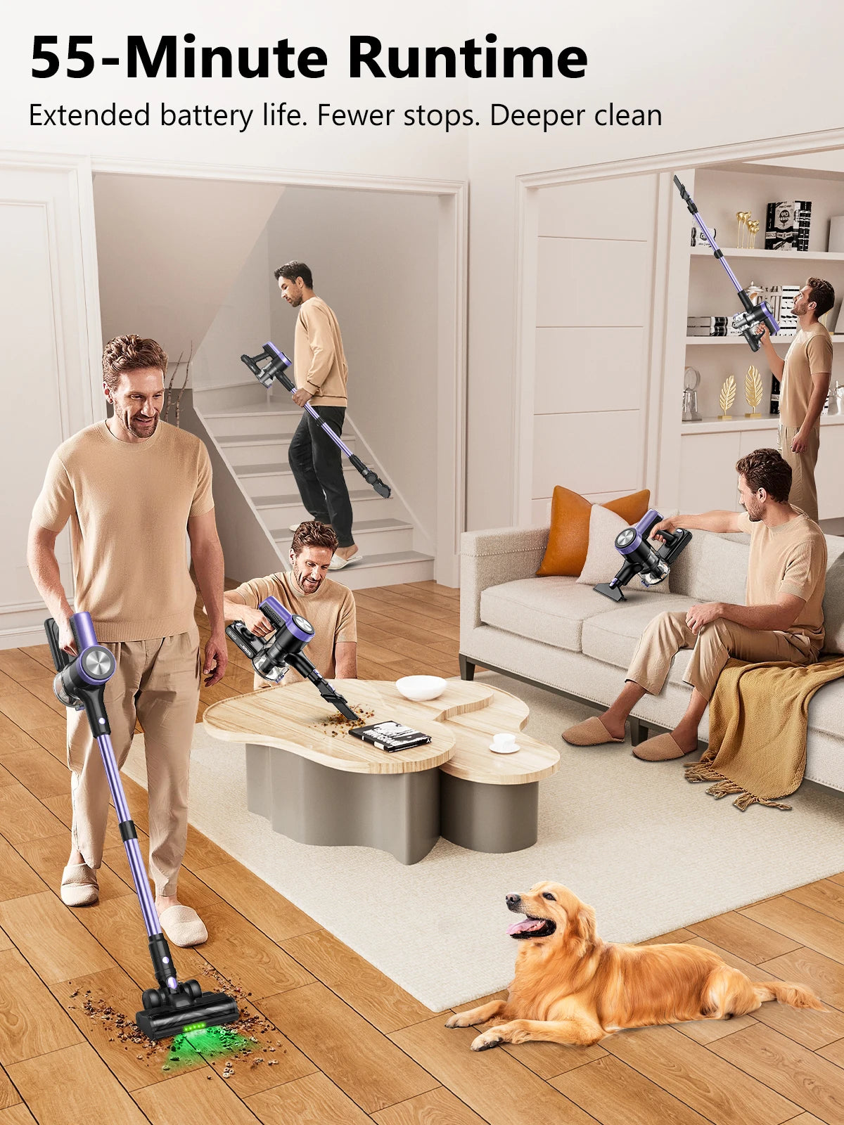 SUXIANGVAC 500W Cordless Vacuum Cleaner With Smart LED Display