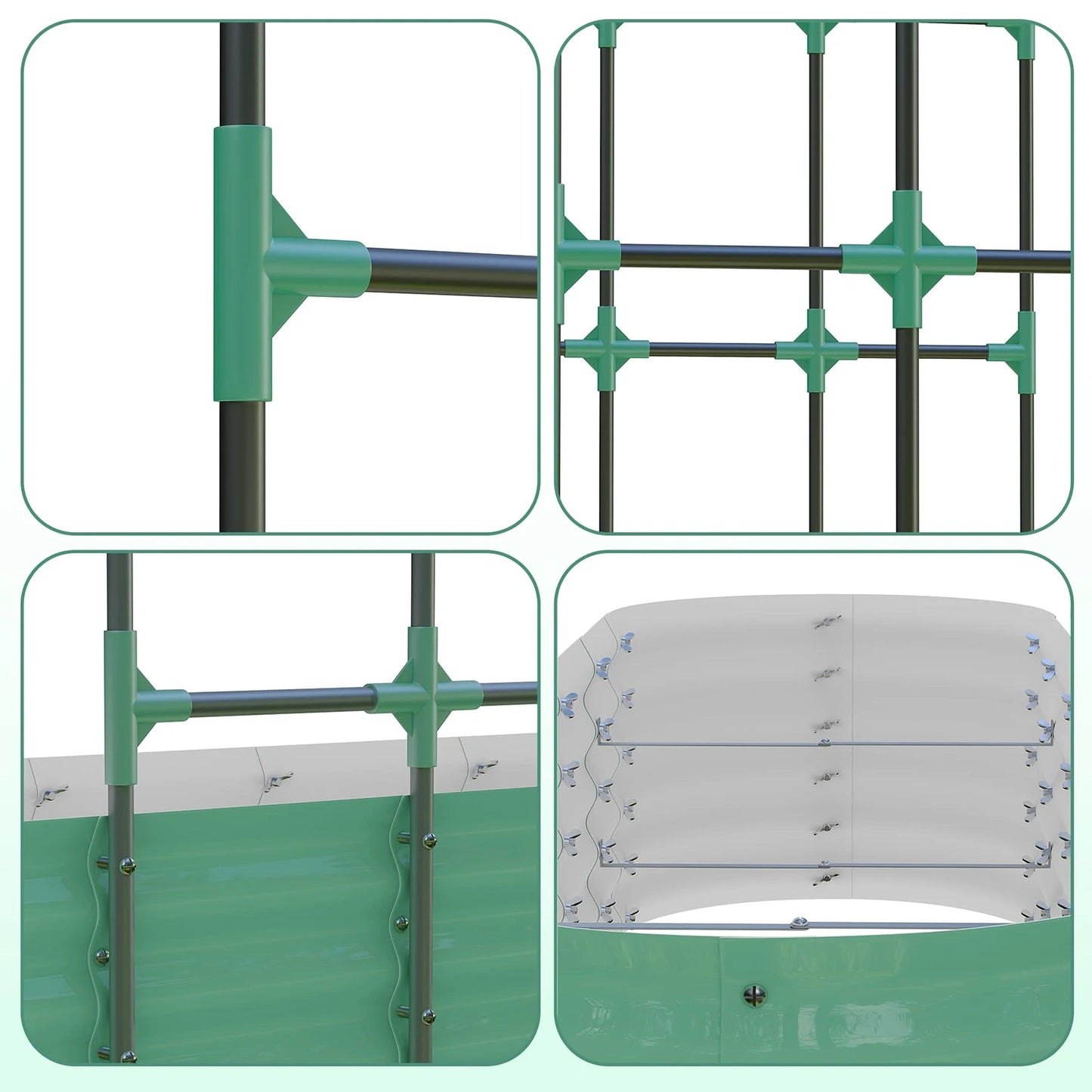 HiMiss Galvanized Steel Raised Garden Bed With Arch Trellis