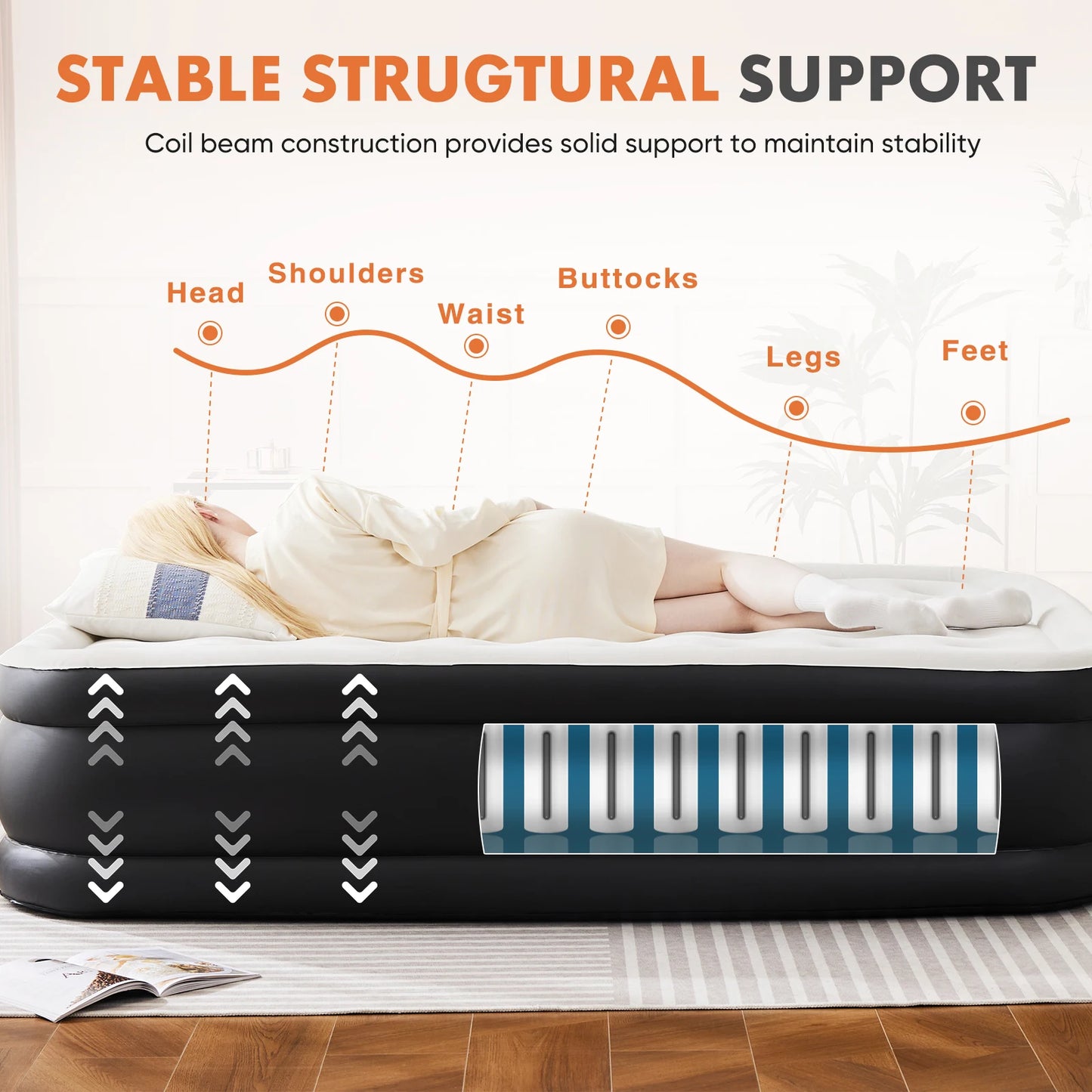MCQ Air Mattress With Built-In Pump For Home And Camping