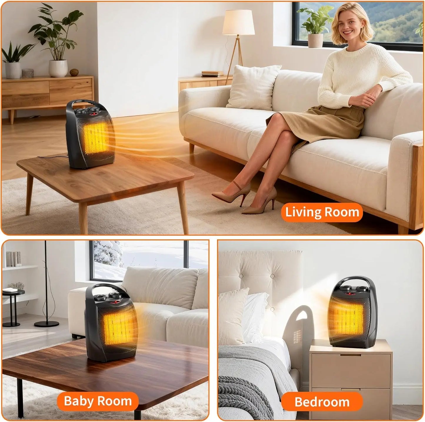 Acekool 1500W Small Space Heater For Desk With Thermostat
