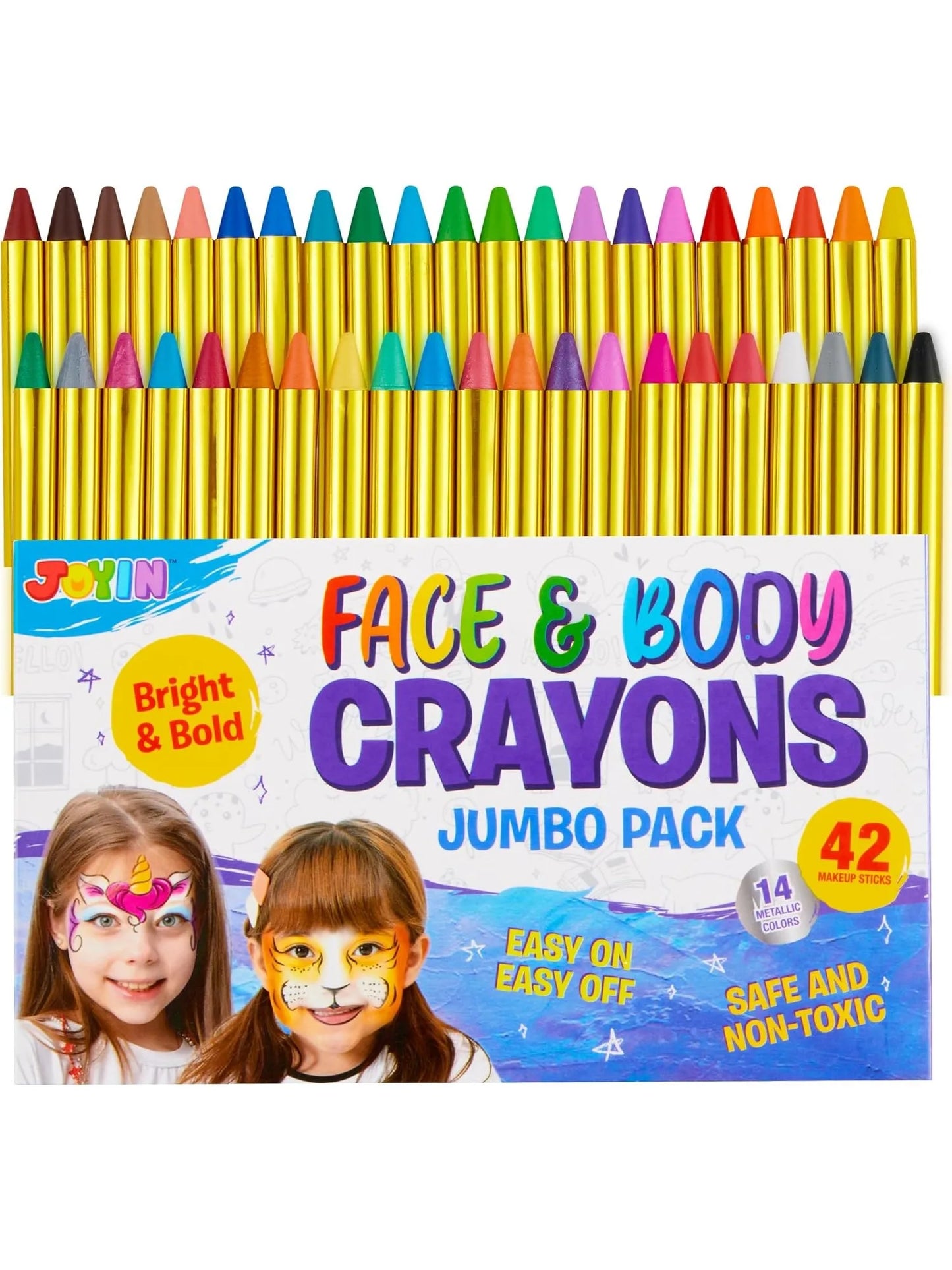 Joyfy 42-Piece Face And Body Paint Crayon Set For Parties