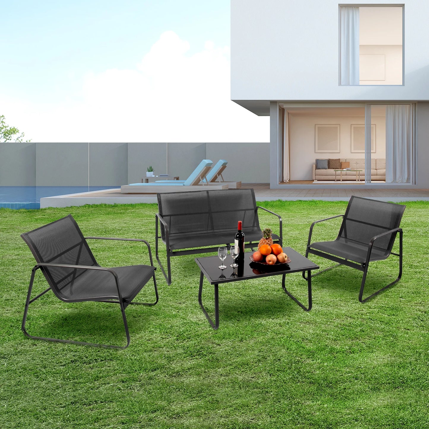JHK Outdoor Patio Furniture Set With Metal Frame