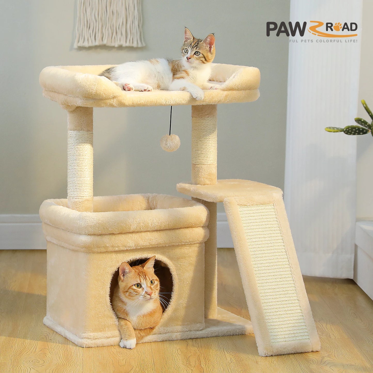 PAWZ Road Indoor Cat Tree Condo With Sisal Scratching Posts