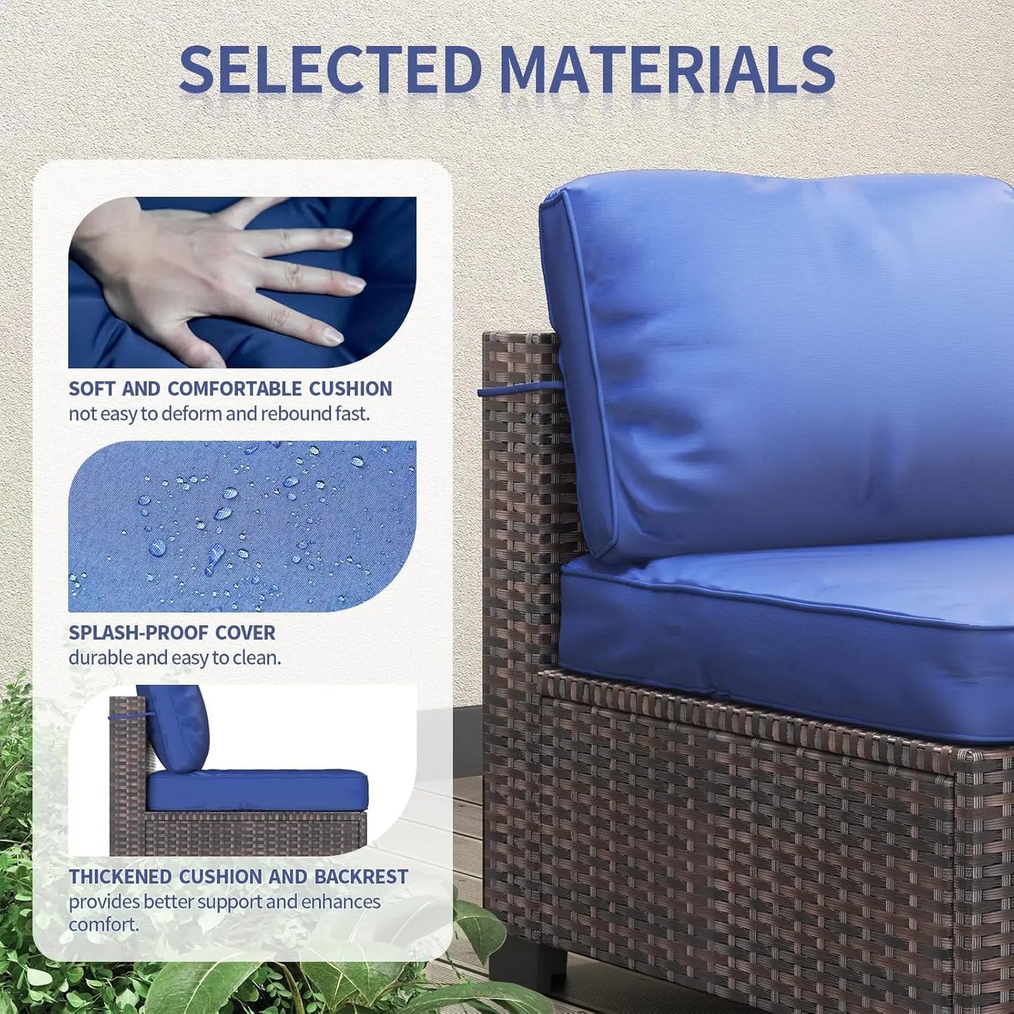 HobbyLane Modular Outdoor PE Rattan Wicker Sectional Sofa Set