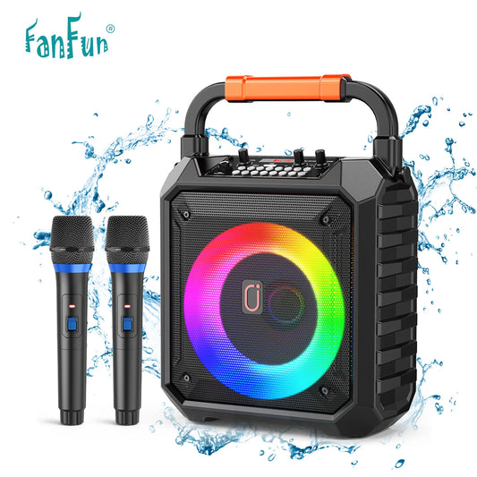 FanFun Wireless Bluetooth Karaoke Speaker With Dual Microphones