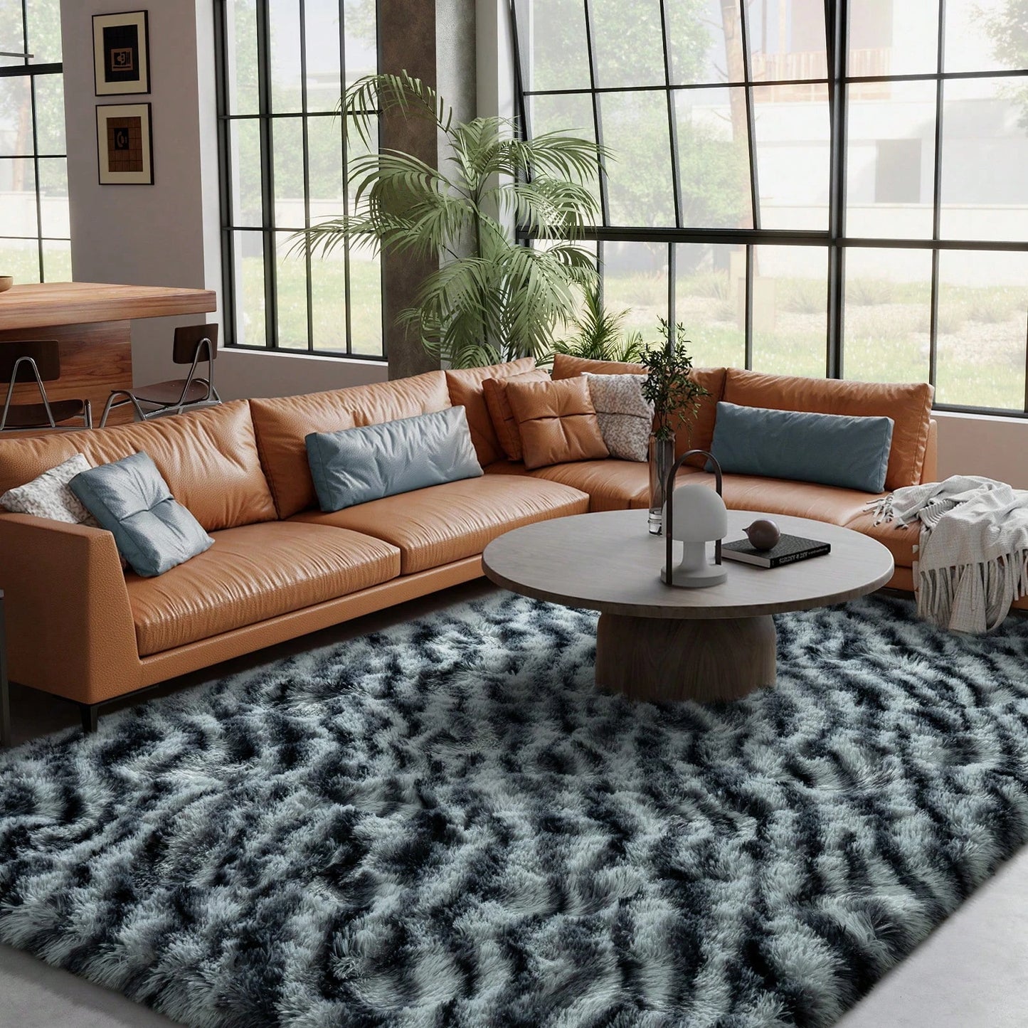 Fluffy Zebra Print Shag Rug For Living Room And Bedroom