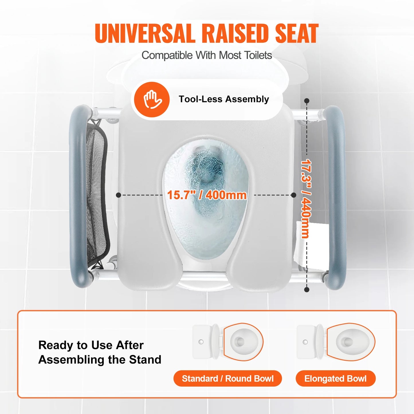 SucceBuy Adjustable Raised Toilet Seat With Padded Aluminum Frame