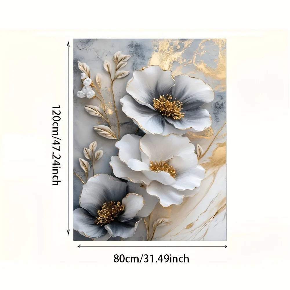 Framed 3D Floral Canvas Mural For Living Room Decor