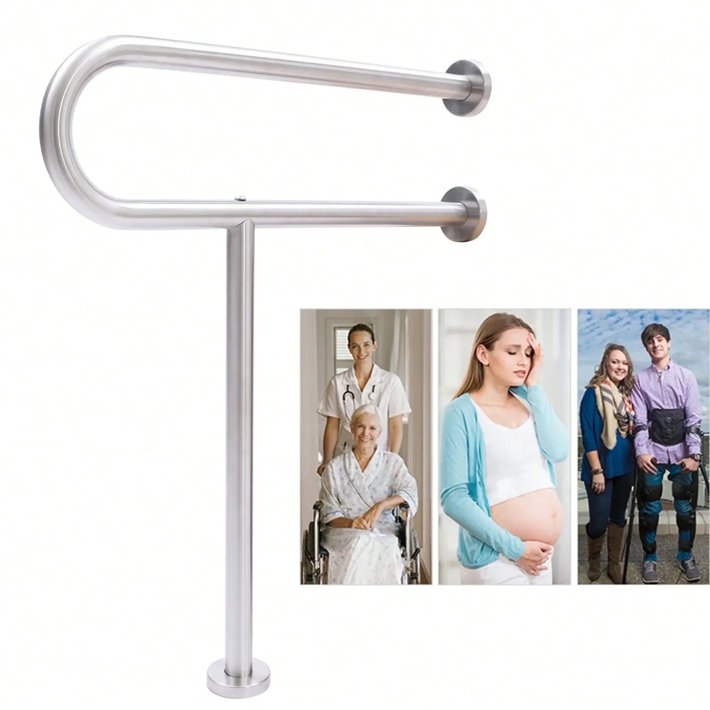 U Shaped Handicap Grab Bar Stainless Steel Bathroom Safety Rail