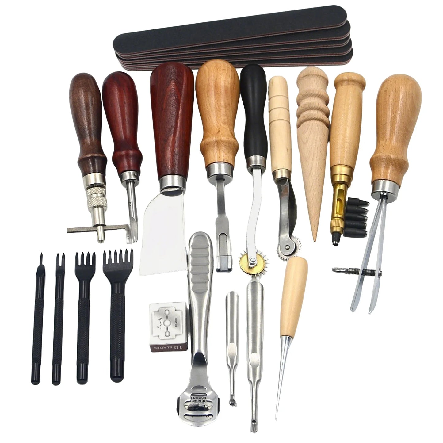 Bymaocar Leather Tools Kit 19 Pcs With Stainless Steel Blades