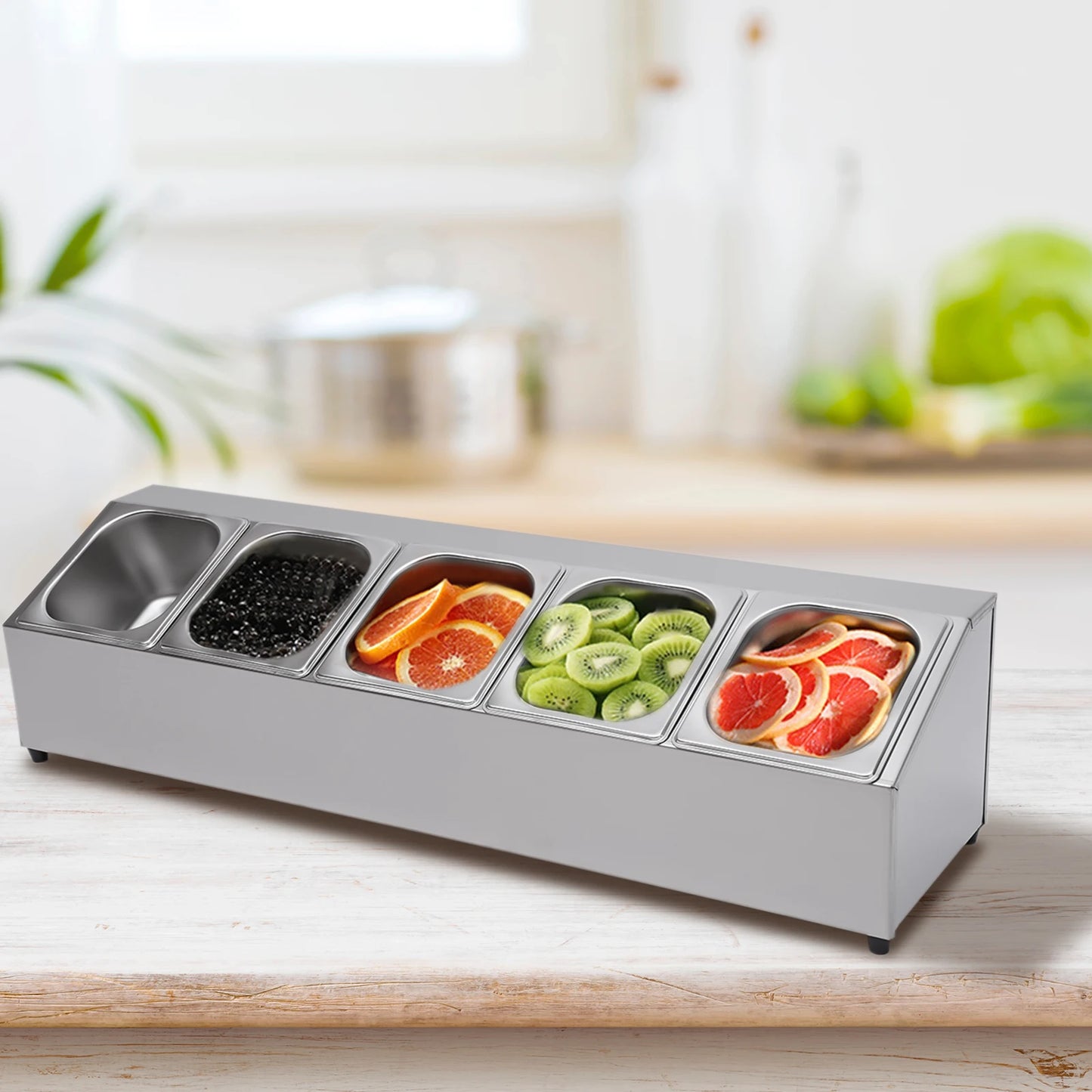 Stainless Steel Spice Rack Organizer With 5 Pans And Lids