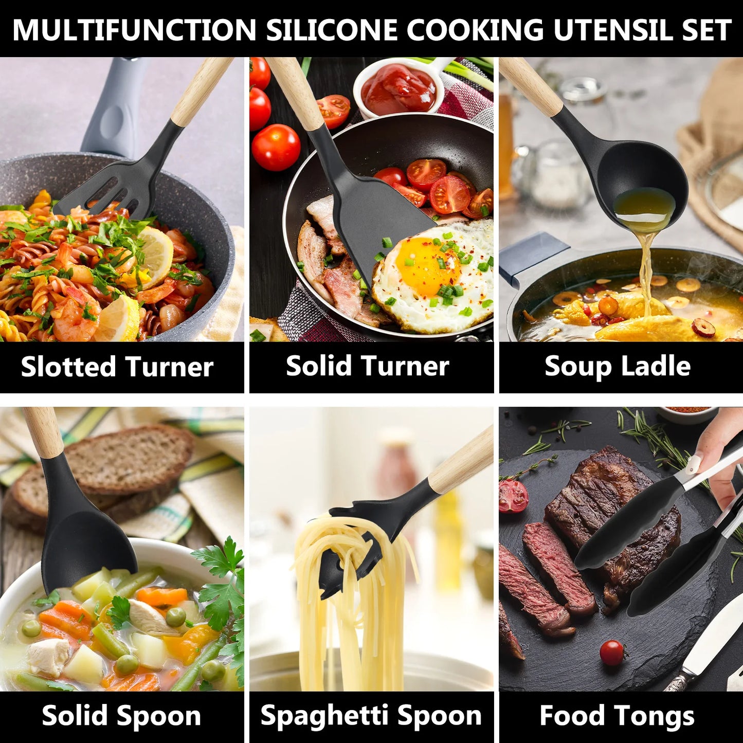 KOOMADE 12 Piece Heat Resistant Silicone Kitchen Utensil Set