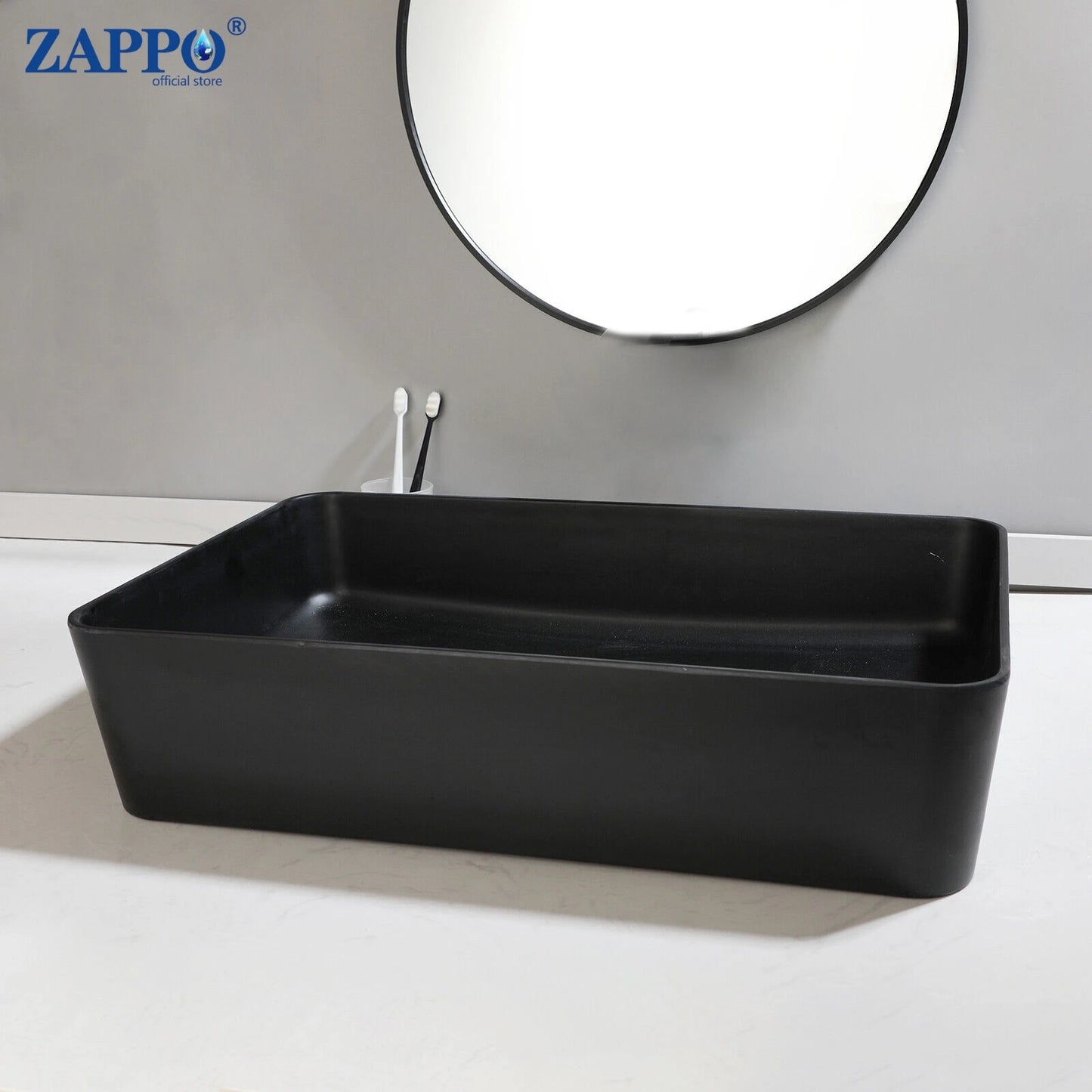 Mekkhal Stone Resin Above Counter Vessel Sink With Drain
