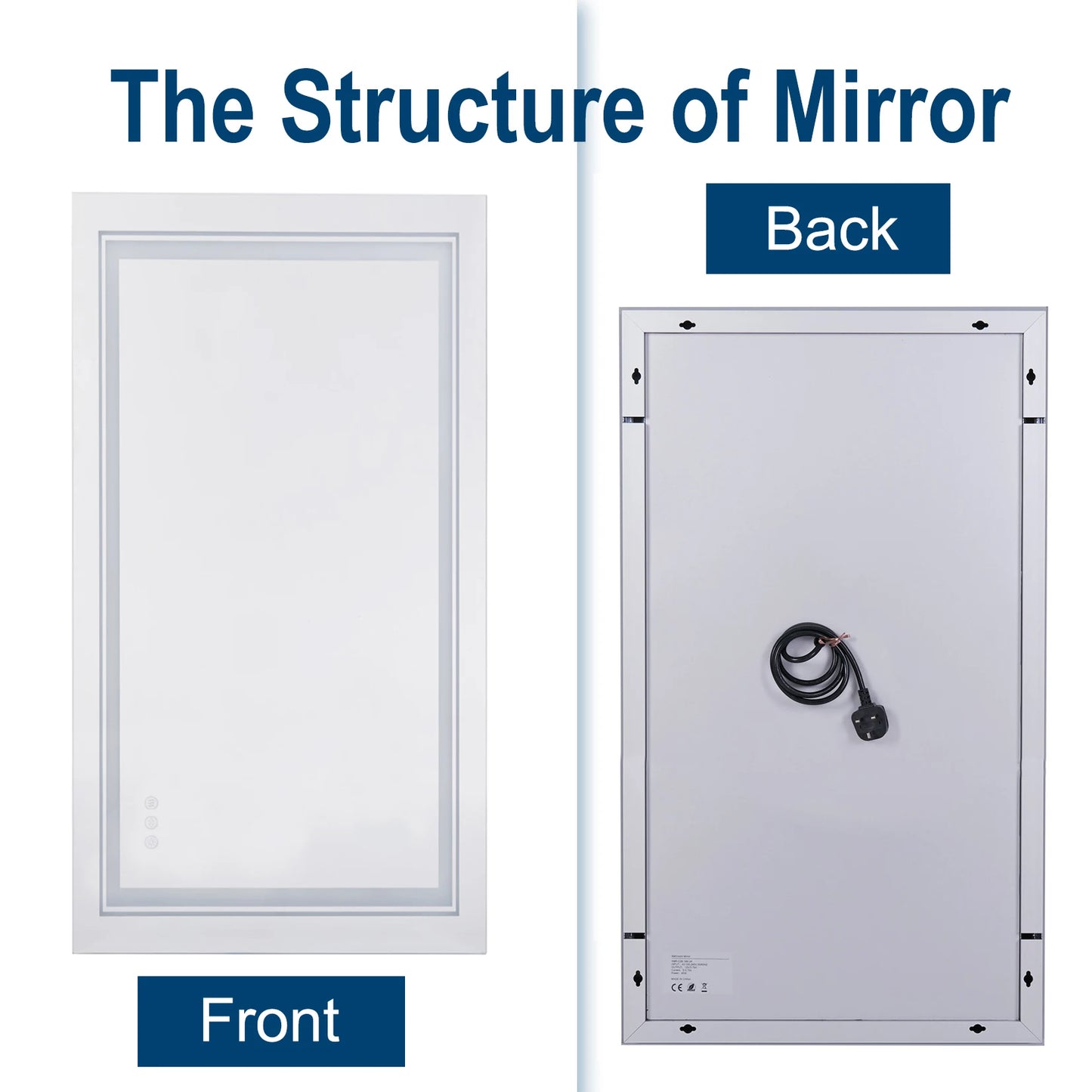 LUVODI Backlit Anti-Fog Wall Mounted Vanity Mirror With Dimmable Lighting