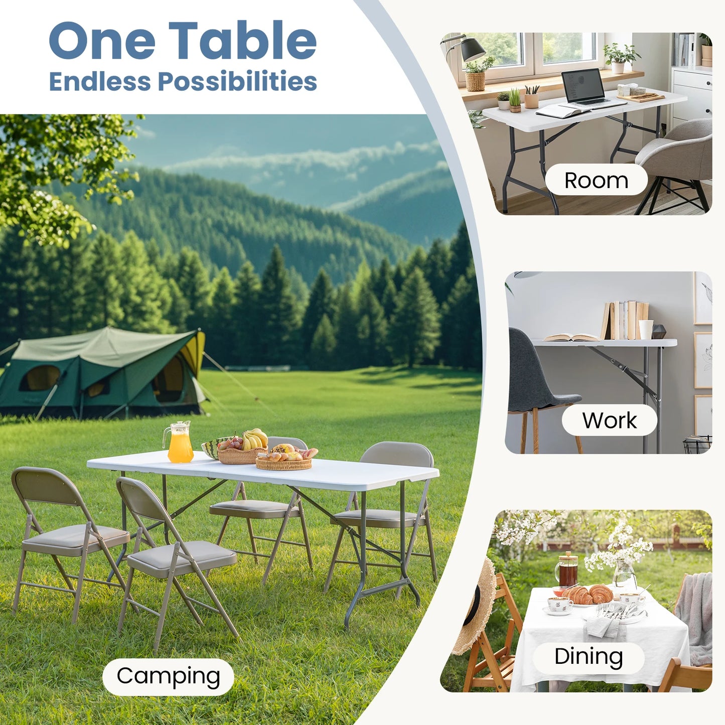 JHK Portable Folding Table For Outdoor And Indoor Use