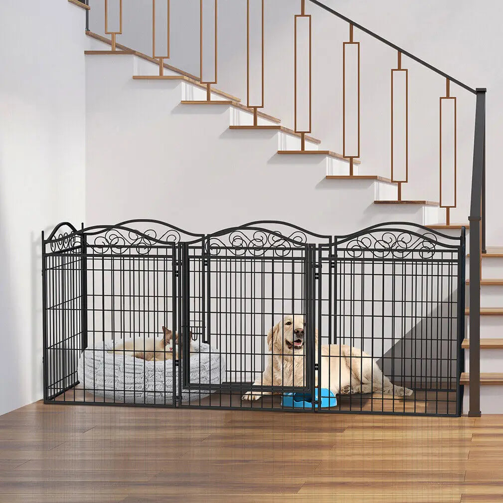 BINGOPAW Heavy Duty Metal Dog Playpen With Foldable Panels