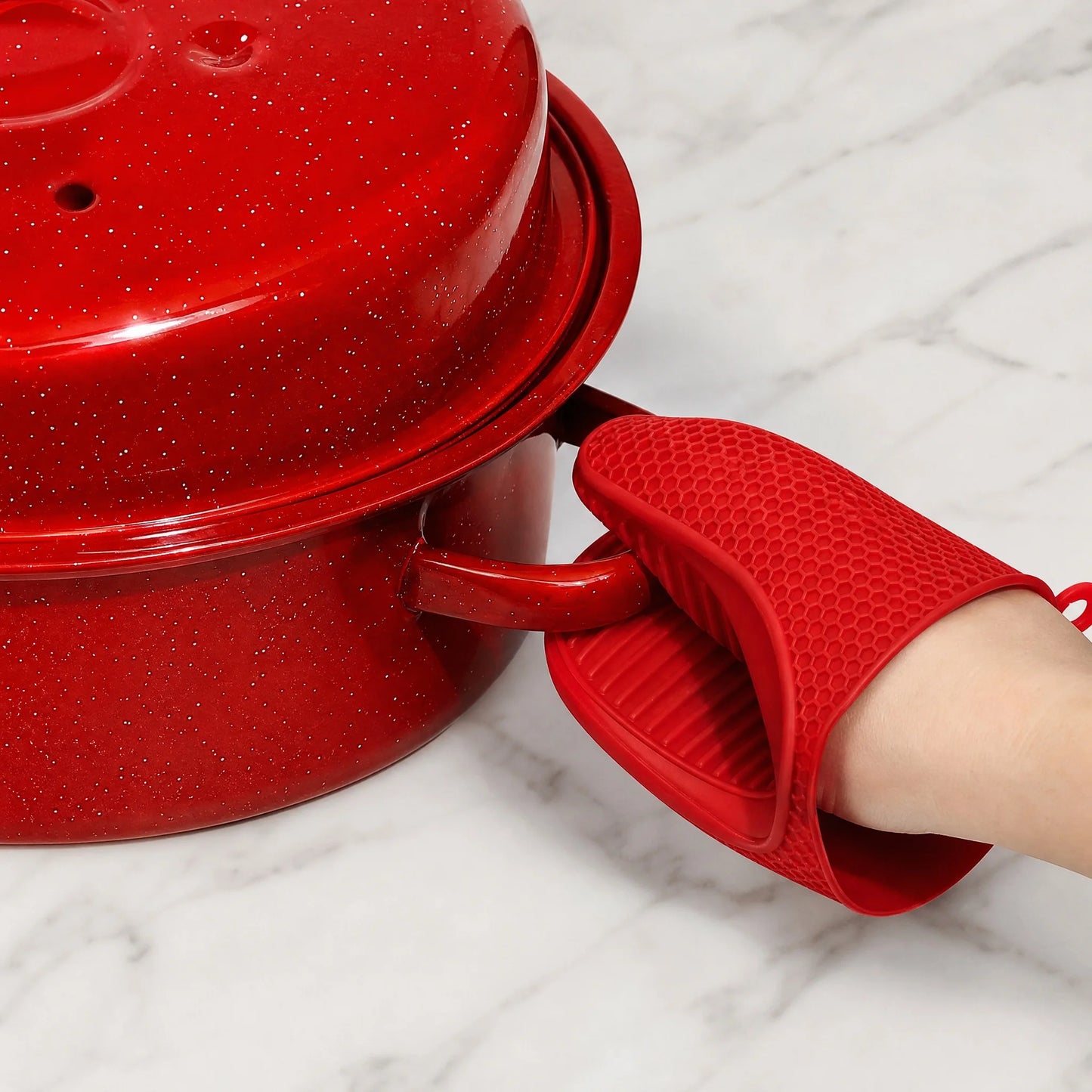 Enamel Carbon Steel Oval Roasting Pan With Lid For Turkey And Vegetables