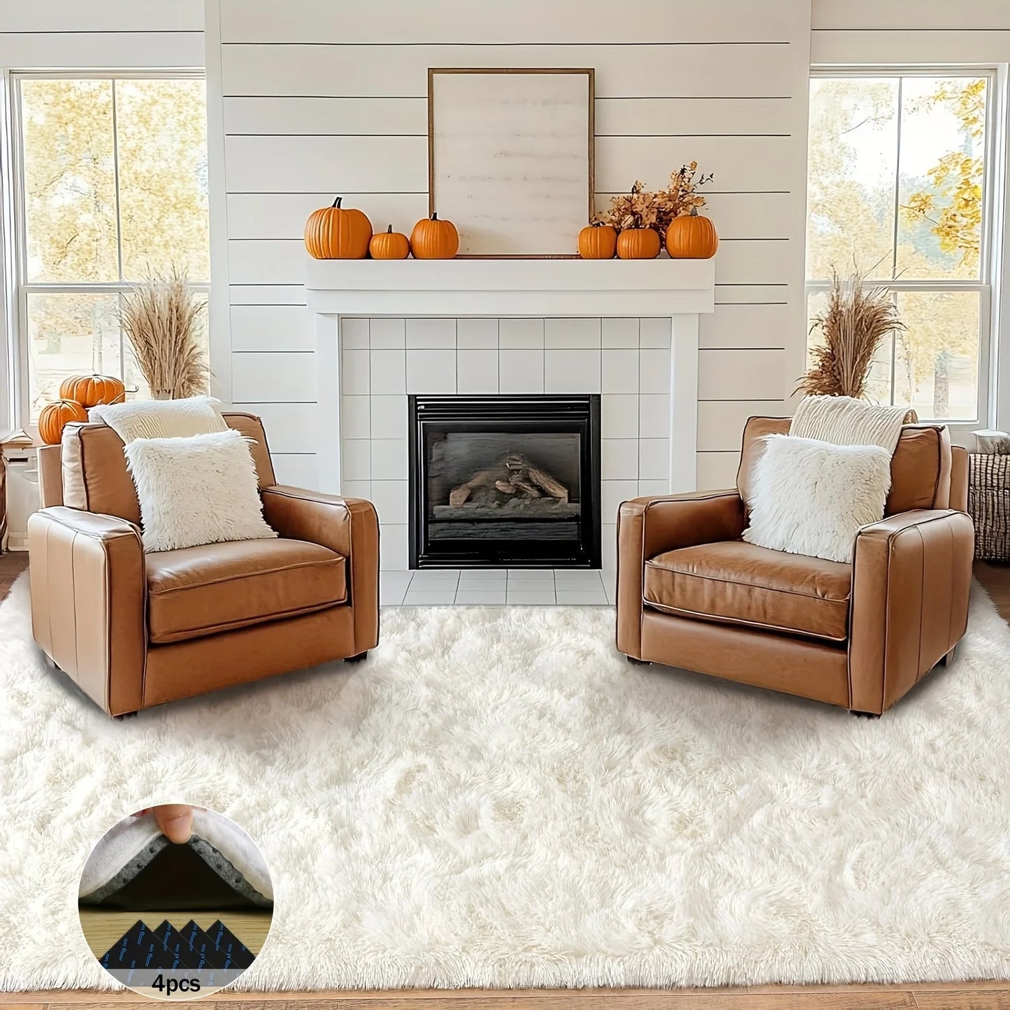 Soft Shaggy Non Slip Rugs For Living Room And Bedroom