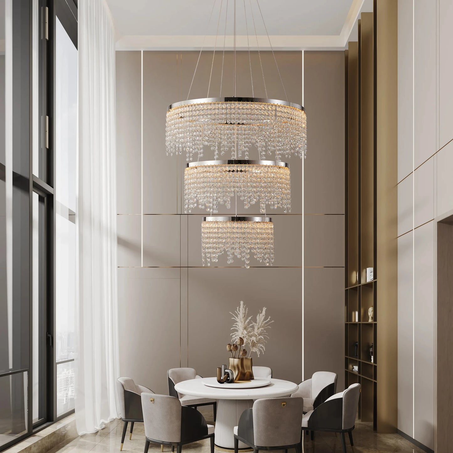 Crystal Chandelier Pendant Light Adjustable Color Temperature 3000K To 6000K