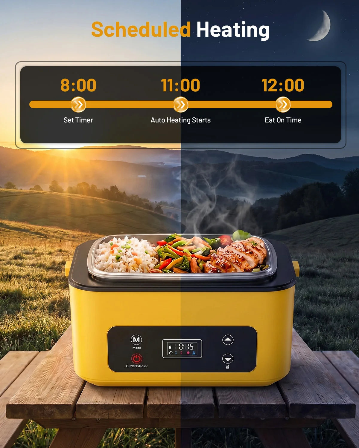Cordless Electric Lunch Box With Custom Timer And Power Bank