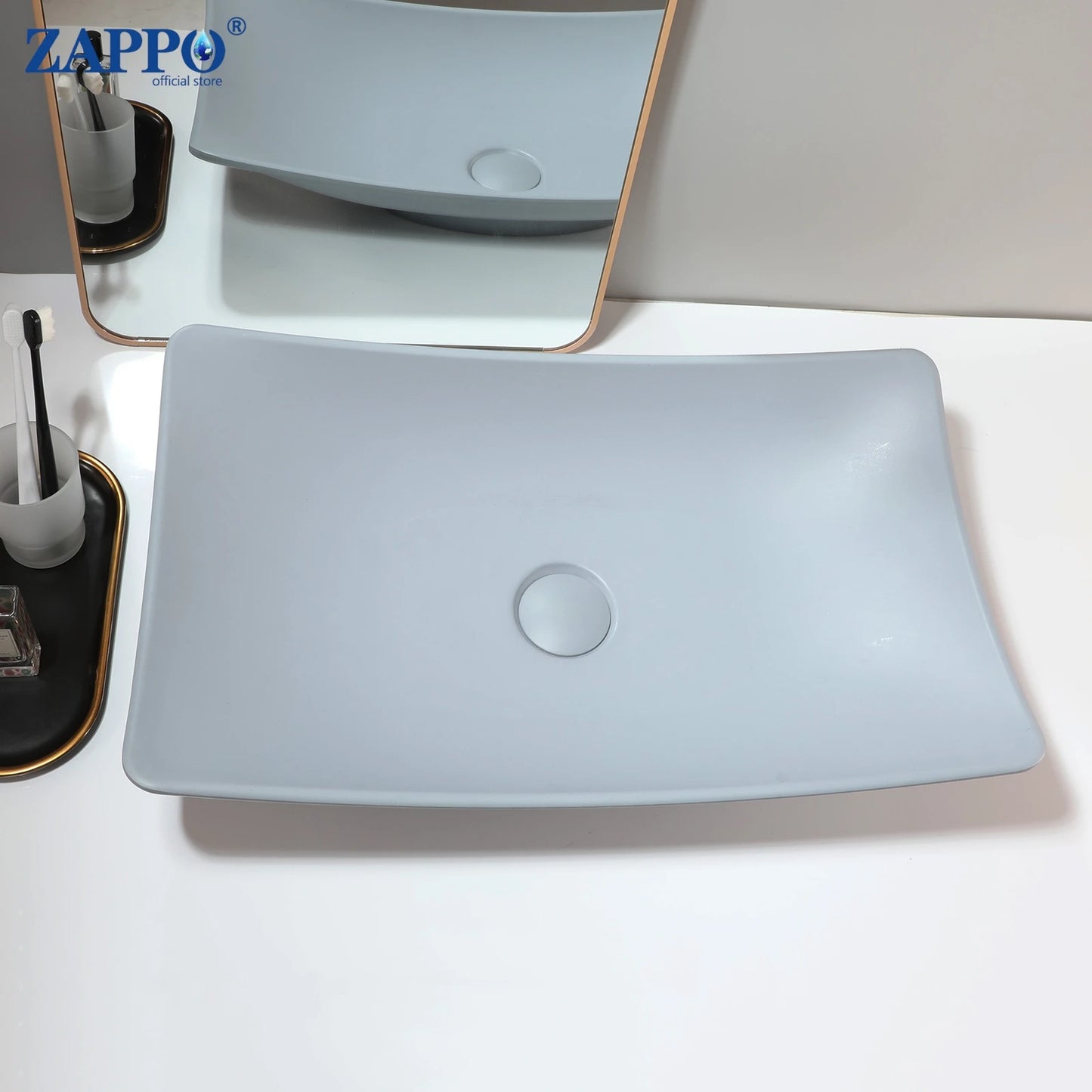 Mekkhal Stone Resin Above Counter Vessel Sink With Drain