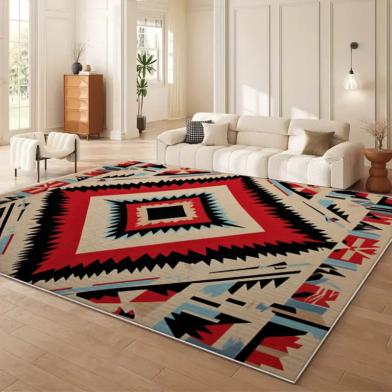 VIKAMA Moroccan Geometry Area Rug For Living Room Decor