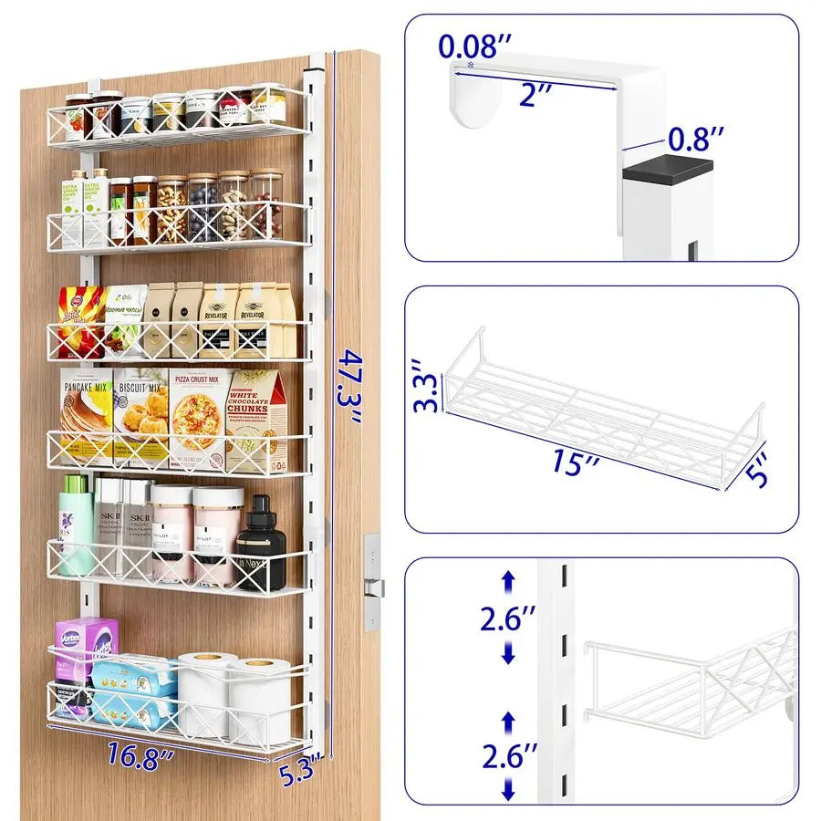 Over The Door 6-Tier Pantry Organizer With Adjustable Baskets