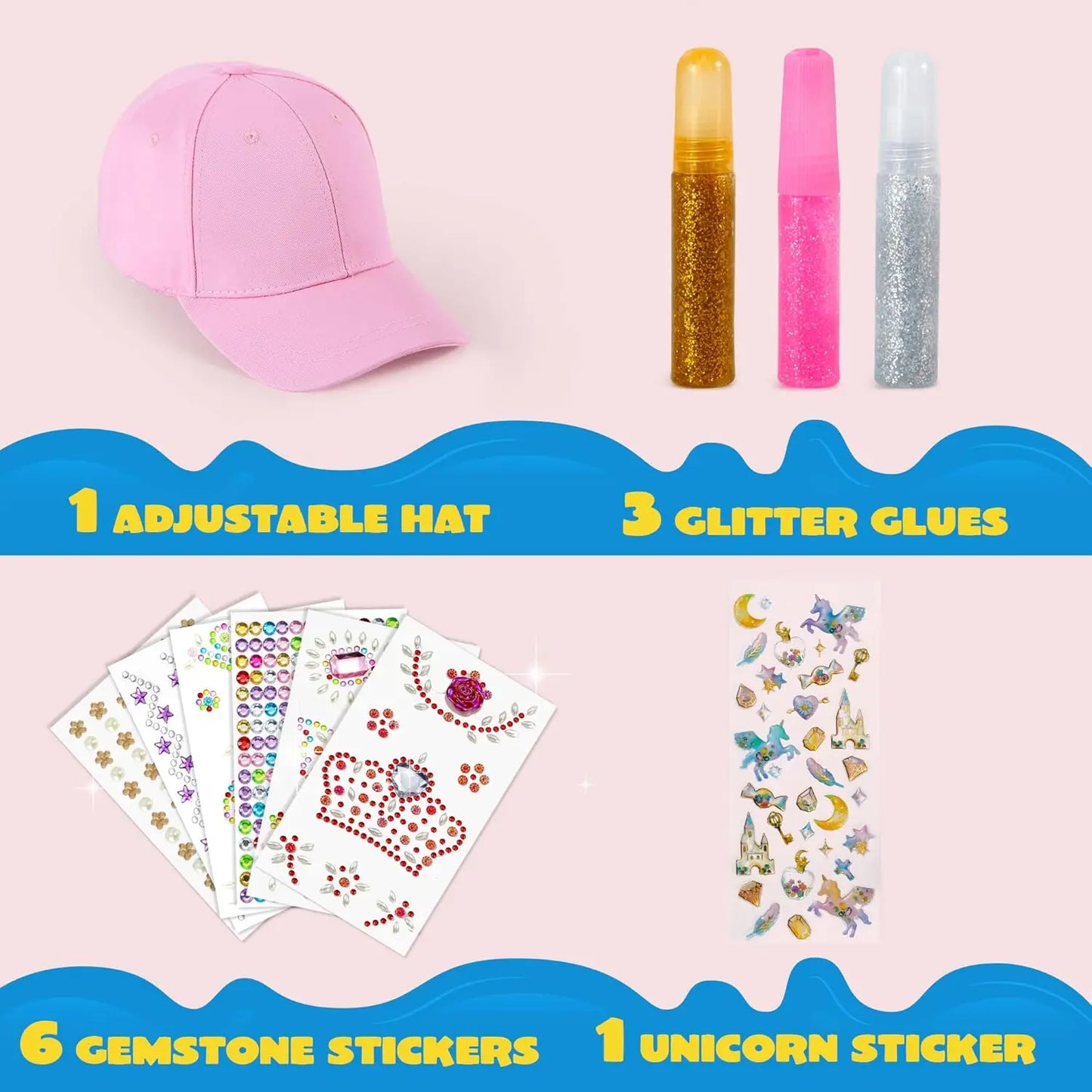 Joyfy Decorate Your Own Baseball Cap Art Kit With Gems And Stickers