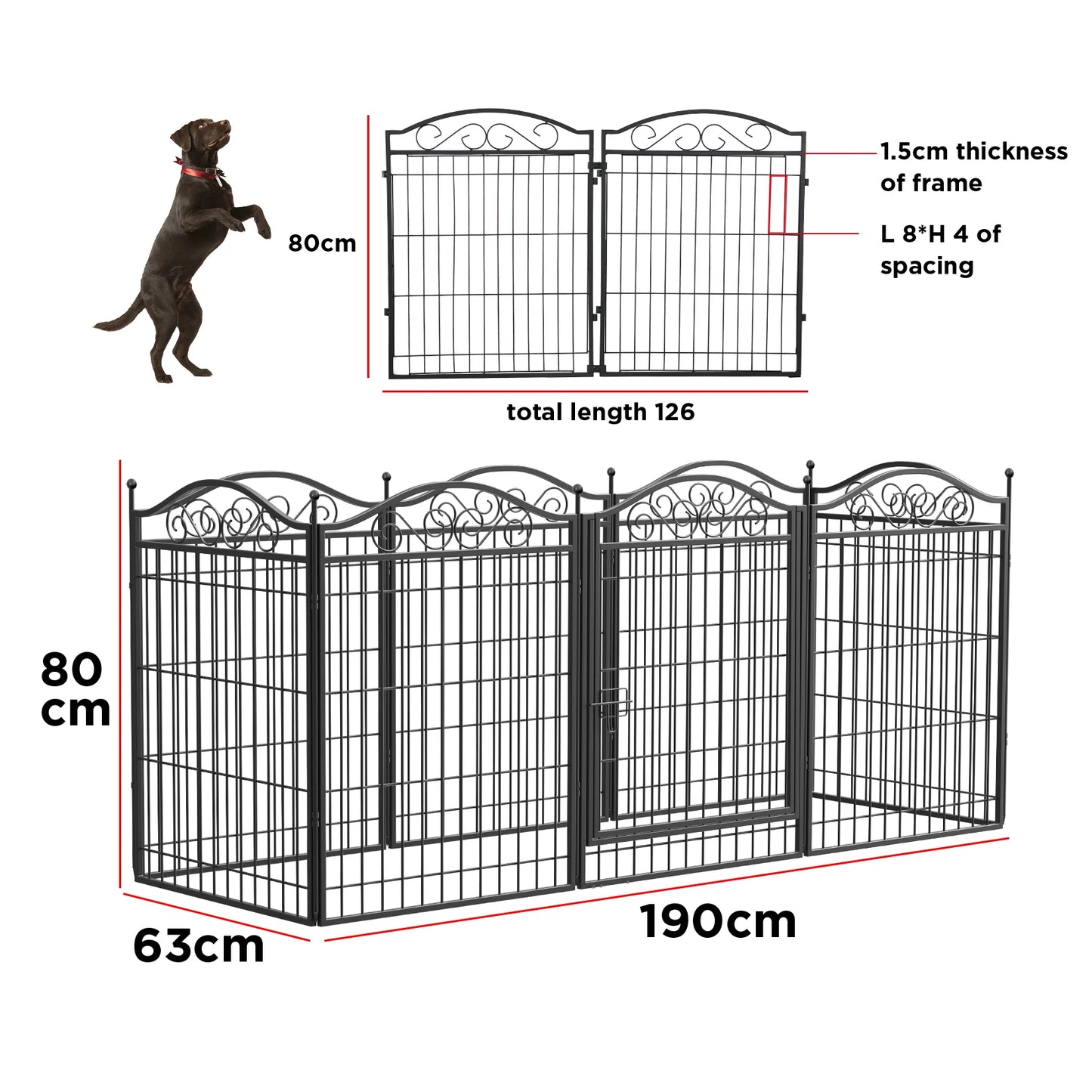 BINGOPAW 8-Panel Heavy Duty Dog Playpen For Indoor Outdoor Use