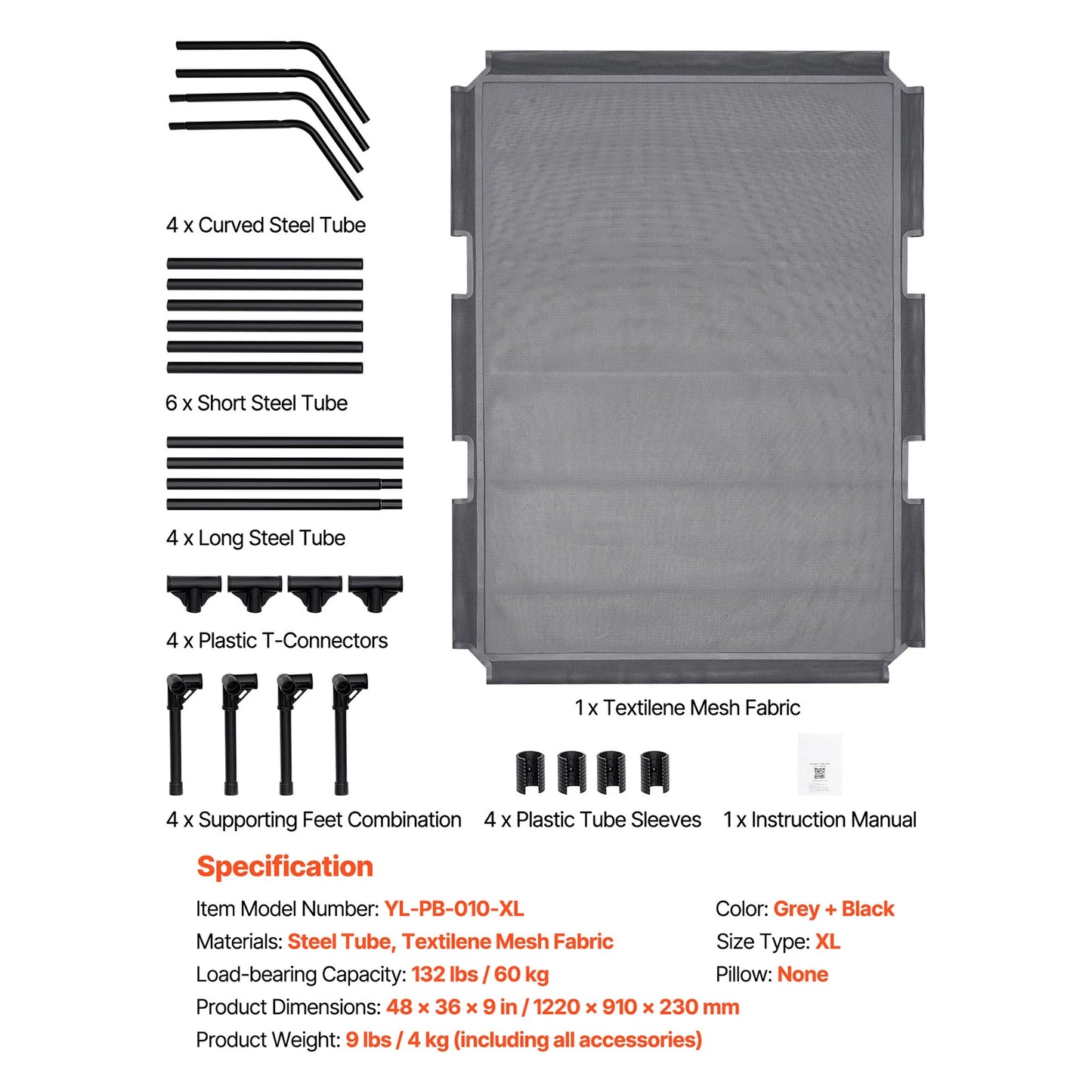 SucceBuy Elevated Dog Bed With Aluminum Frame And Textilene Mesh