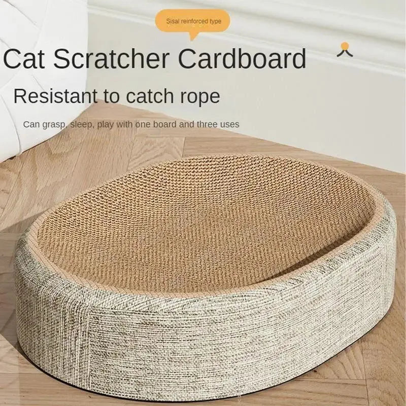 Two In One Oval Sisal Cat Scratcher Bed For Claw Protection
