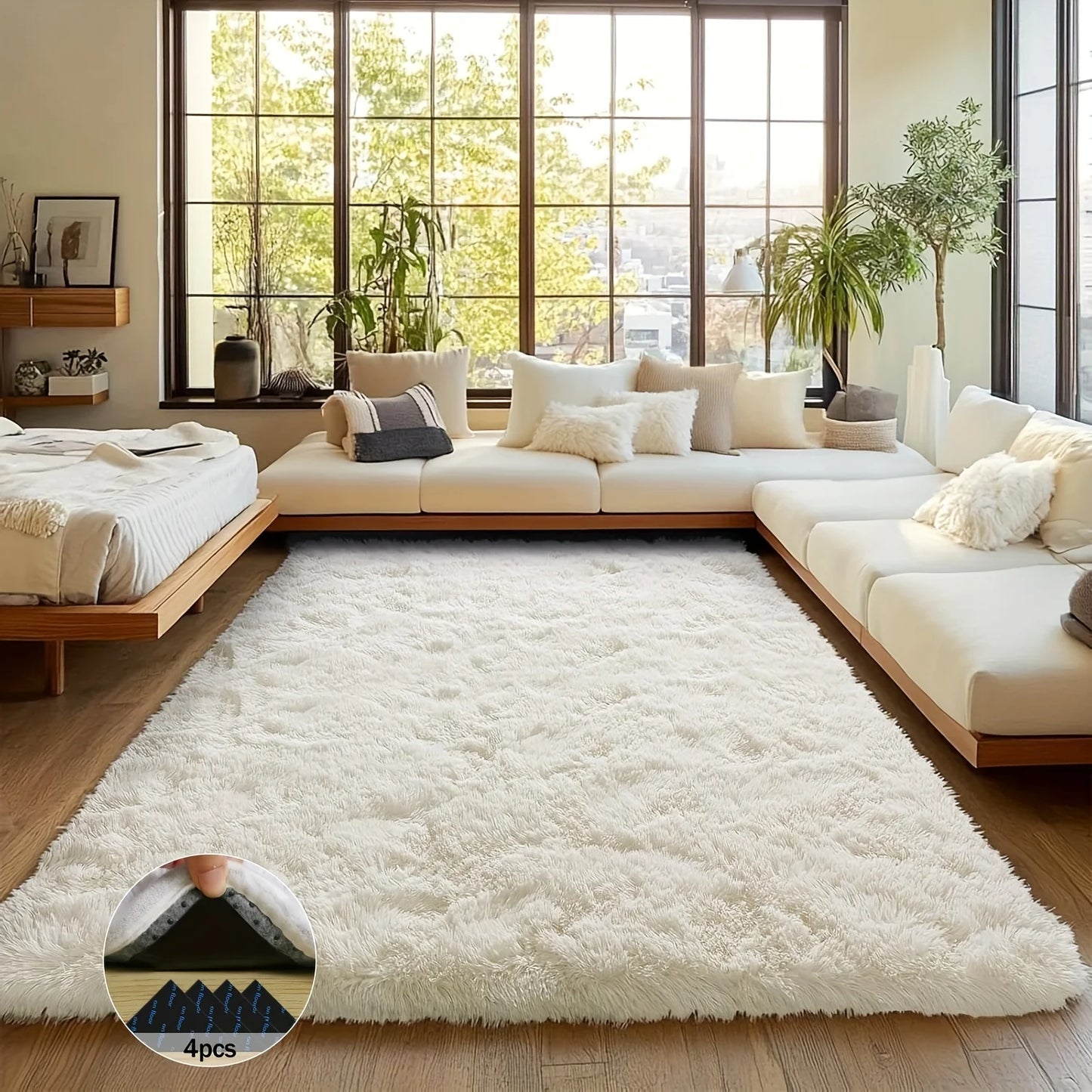 Soft Shaggy Non-Slip Rugs For Living Room And Nursery