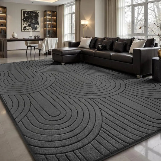 Modern Area Rug For Living Room Anti Slip Machine Washable Polyester