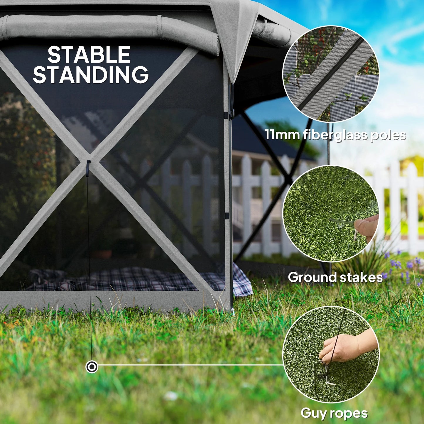 Outdoor Pop Up Gazebo Screen Tent With Removable Roof Panel