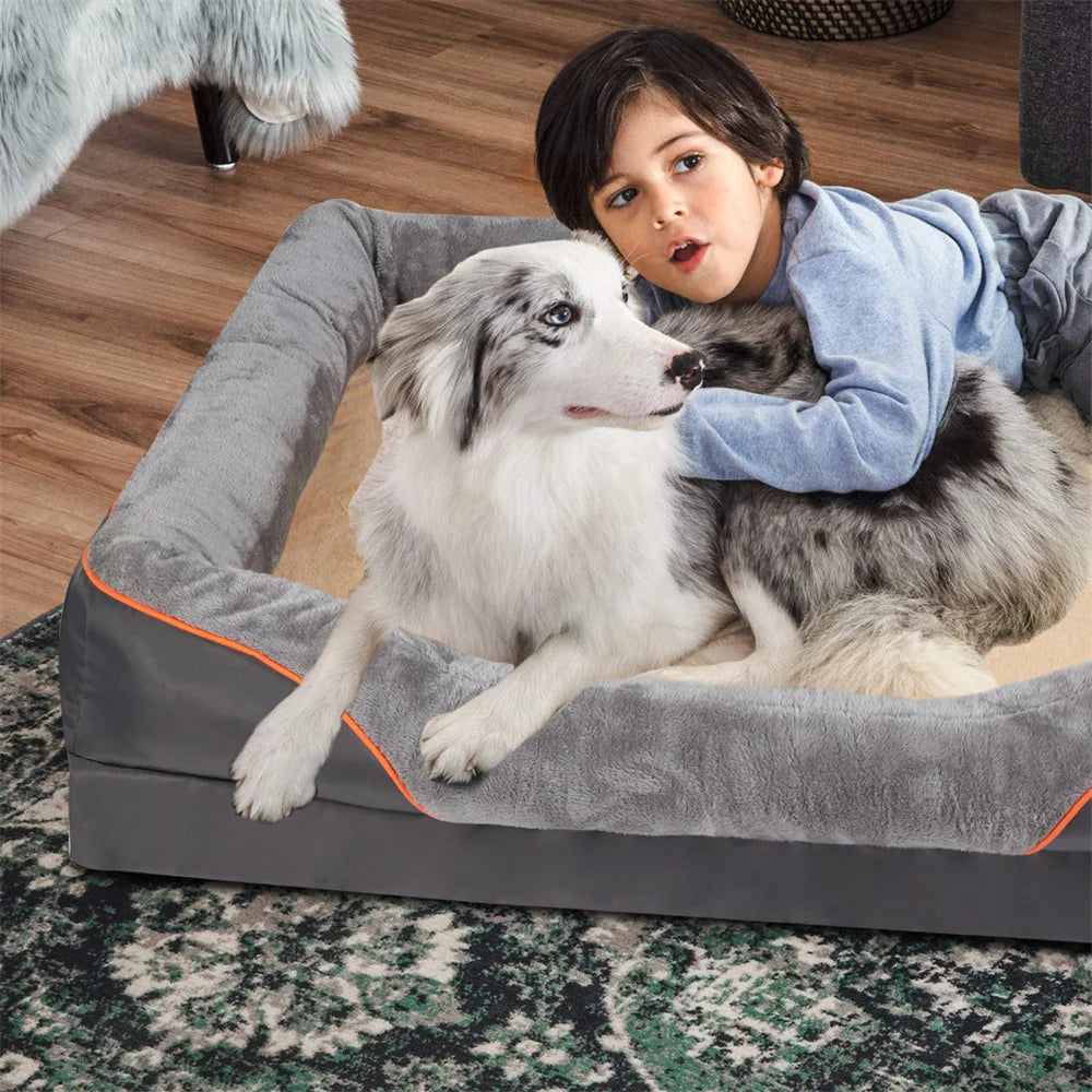 BORWART CN Orthopedic Memory Foam Dog Bed Waterproof Removable Cover