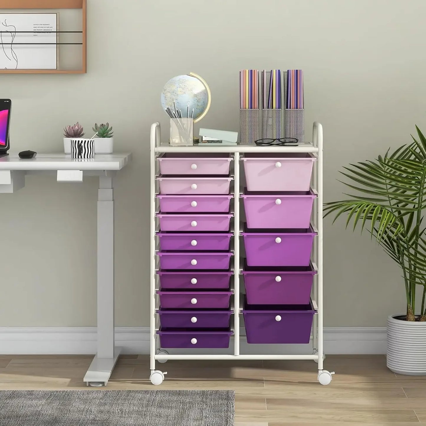 15 Drawer Rolling Storage Cart For Craft, Office And School