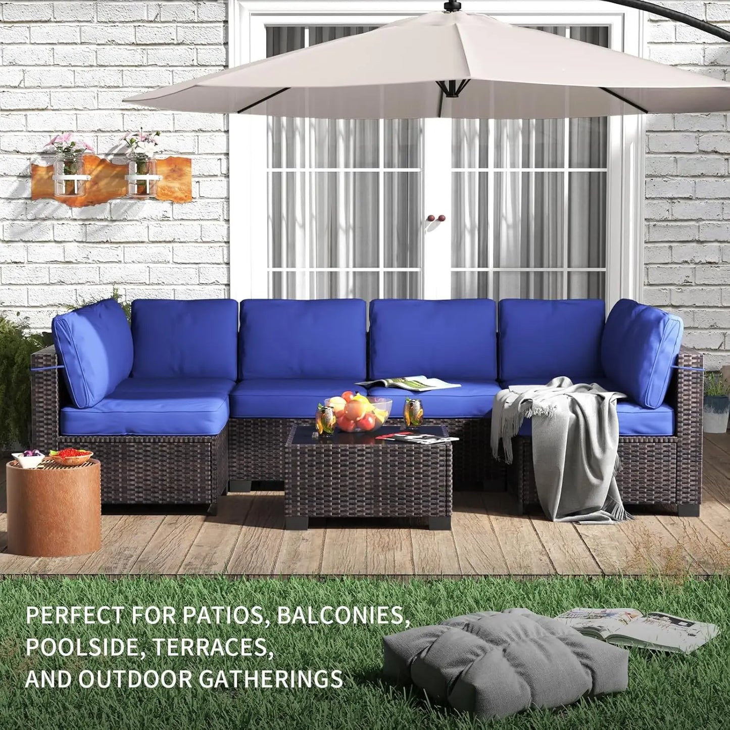 HobbyLane Modular Outdoor PE Rattan Wicker Sectional Sofa Set