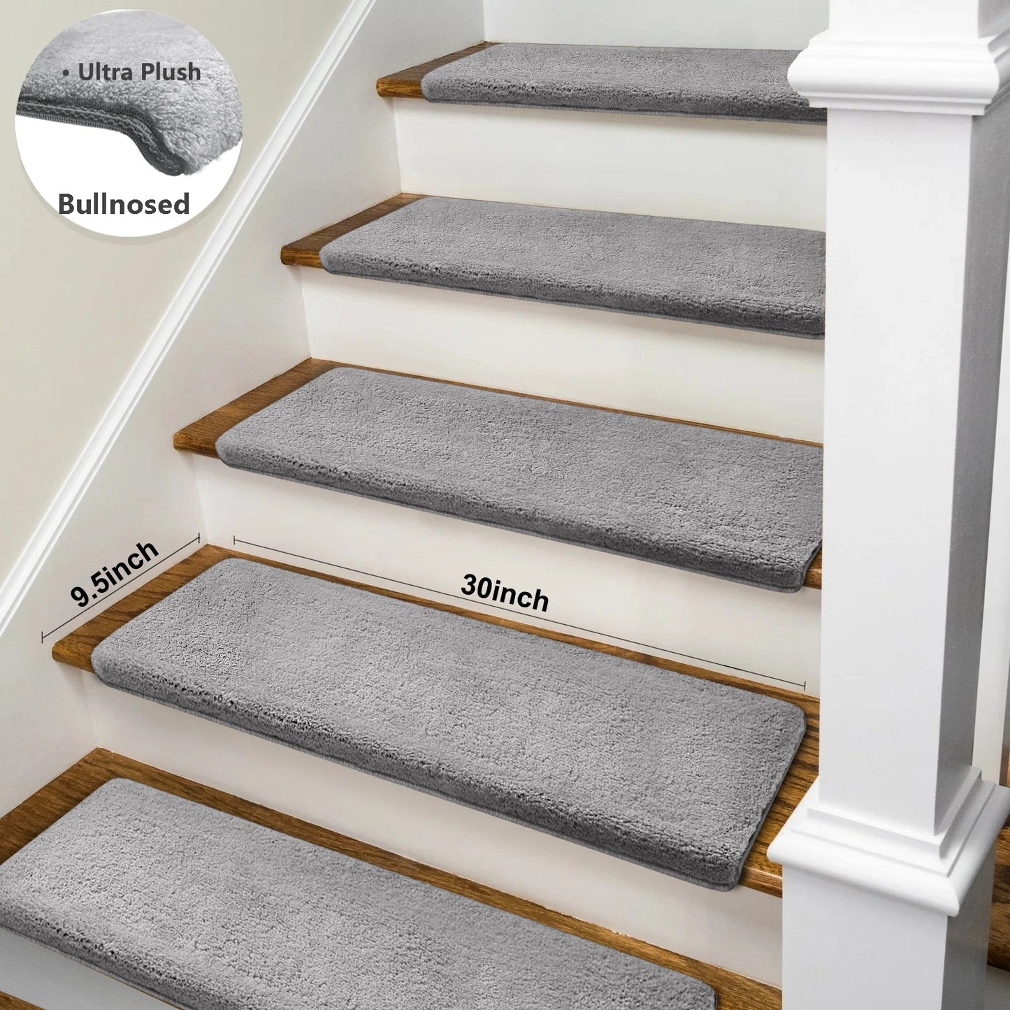 Bullnose Non Slip Stair Treads Self Adhesive Carpet Mats