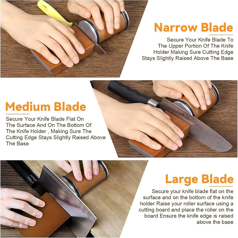 Rolling Knife Sharpener Double Sided Sharpening Stone 15 To 20 Deg Magnetic